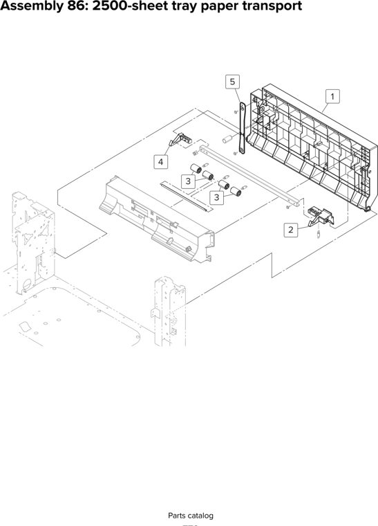 Assembly 86: 2500-sheet tray paper transport parts diagram - Lexmark MX910 MX911 MX912 MFP Series Parts