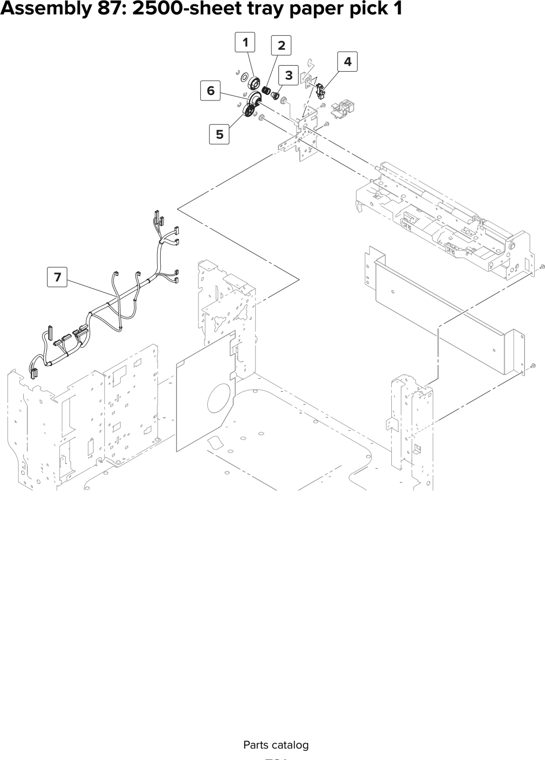 Assembly 87: 2500-sheet tray paper pick 1 parts diagram - Lexmark MX910 MX911 MX912 MFP Series Parts