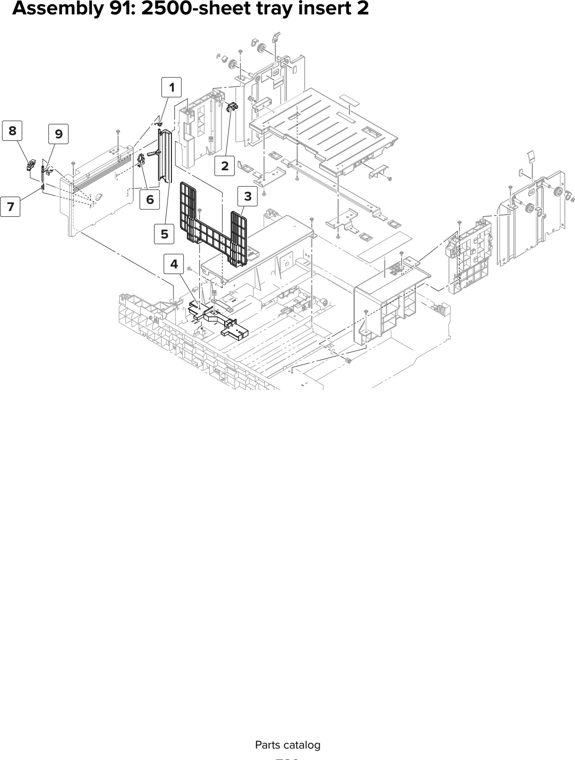 Assembly 91: 2500-sheet tray insert 2 parts diagram - Lexmark MX910 MX911 MX912 MFP Series Parts
