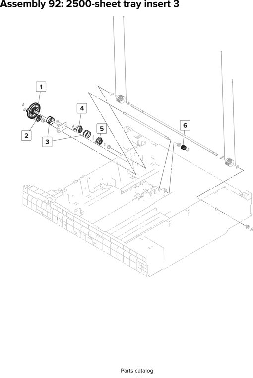 Assembly 92: 2500-sheet tray insert 3 parts diagram - Lexmark MX910 MX911 MX912 MFP Series Parts