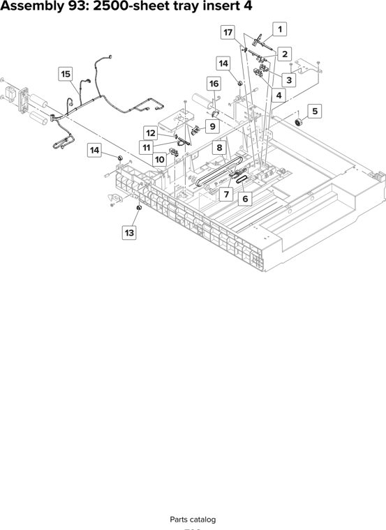 Assembly 93: 2500-sheet tray insert 4 parts diagram - Lexmark MX910 MX911 MX912 MFP Series Parts