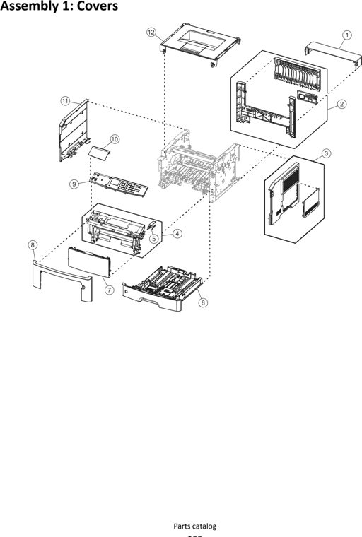 Assembly 1: Covers parts diagram - Lexmark MS312 MS315 MS317 MS415 MS417 M1140+ Parts