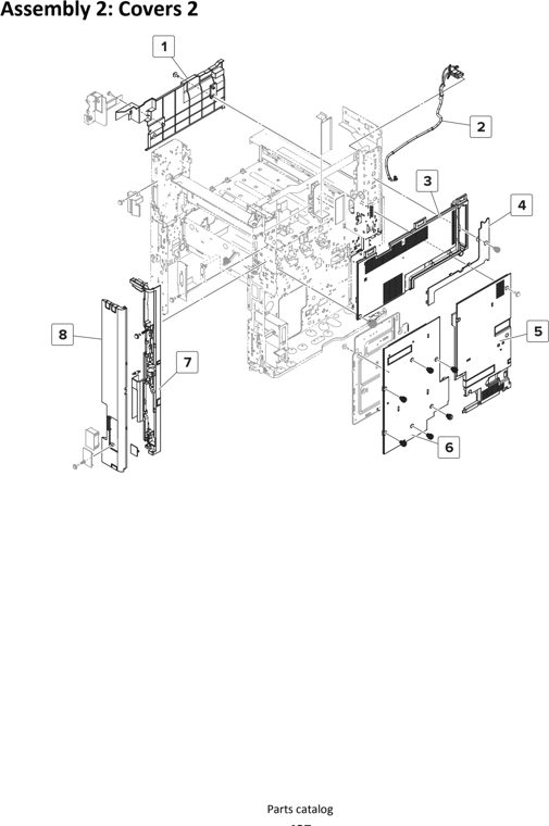Assembly 2: Covers 2 parts diagram - Lexmark MS911 Parts