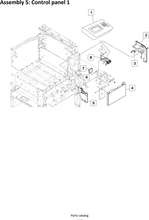 Assembly 5: Control panel 1 parts diagram - Lexmark MS911 Parts