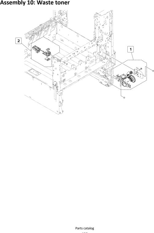 Assembly 10: Waste toner parts diagram - Lexmark MS911 Parts