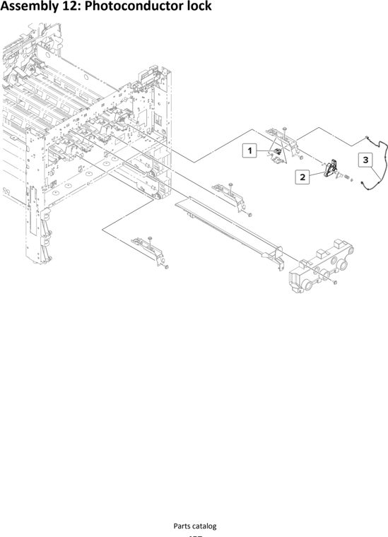 Assembly 12: Photoconductor lock parts diagram - Lexmark MS911 Parts