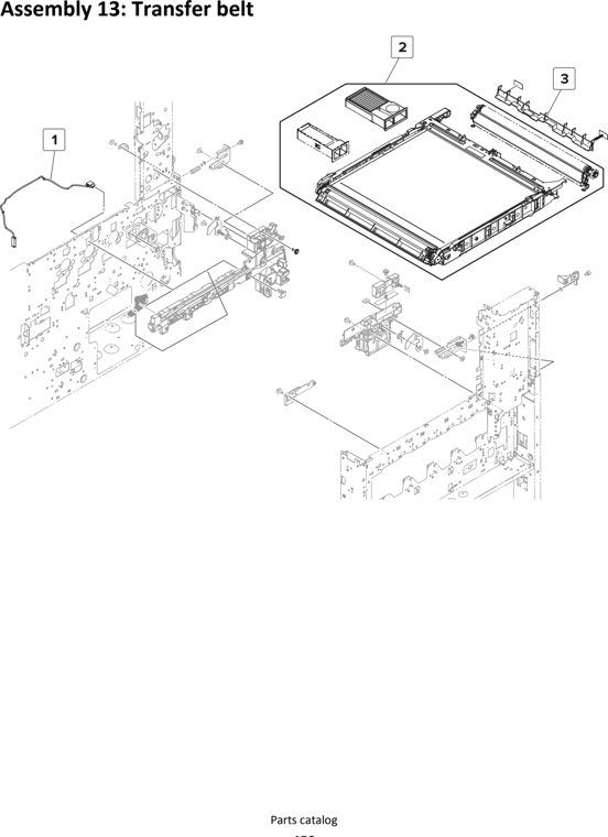 Assembly 13: Transfer belt parts diagram - Lexmark MS911 Parts