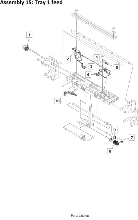 Assembly 15: Tray 1 feed parts diagram - Lexmark MS911 Parts
