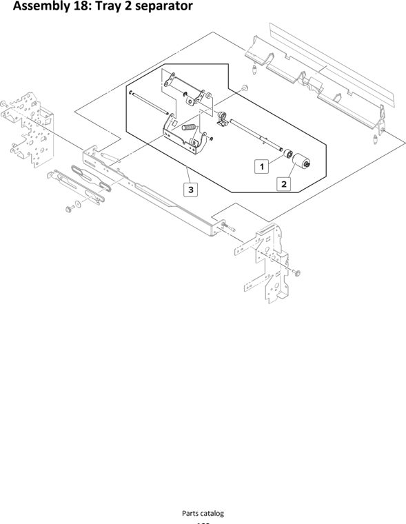 Assembly 18: Tray 2 separator parts diagram - Lexmark MS911 Parts