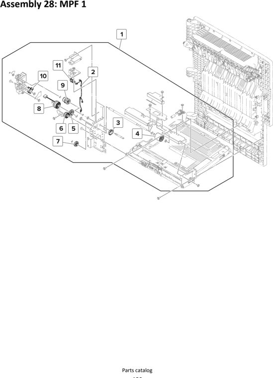 Assembly 28: MPF 1 parts diagram - Lexmark MS911 Parts