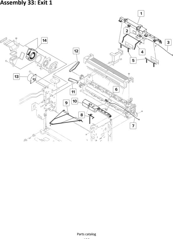 Assembly 33: Exit 1 parts diagram - Lexmark MS911 Parts