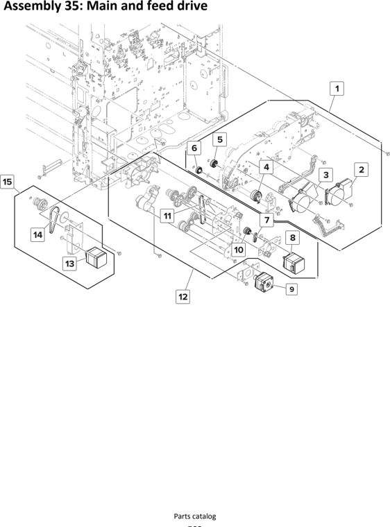 Assembly 35: Main and feed drive parts diagram - Lexmark MS911 Parts