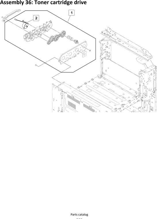 Assembly 36: Toner cartridge drive parts diagram - Lexmark MS911 Parts