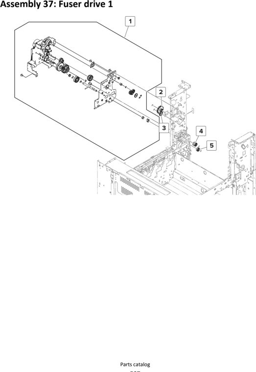 Assembly 37: Fuser drive 1 parts diagram - Lexmark MS911 Parts