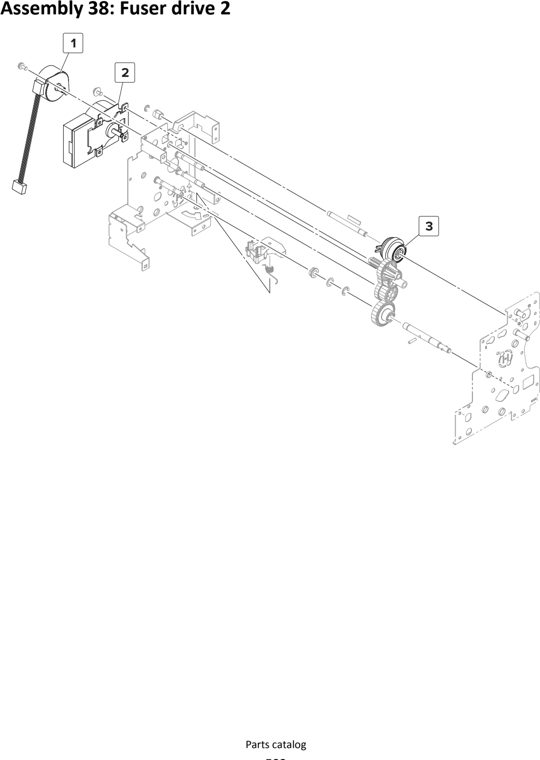 Assembly 38: Fuser drive 2 parts diagram - Lexmark MS911 Parts