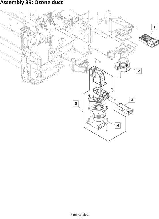 Assembly 39: Ozone duct parts diagram - Lexmark MS911 Parts