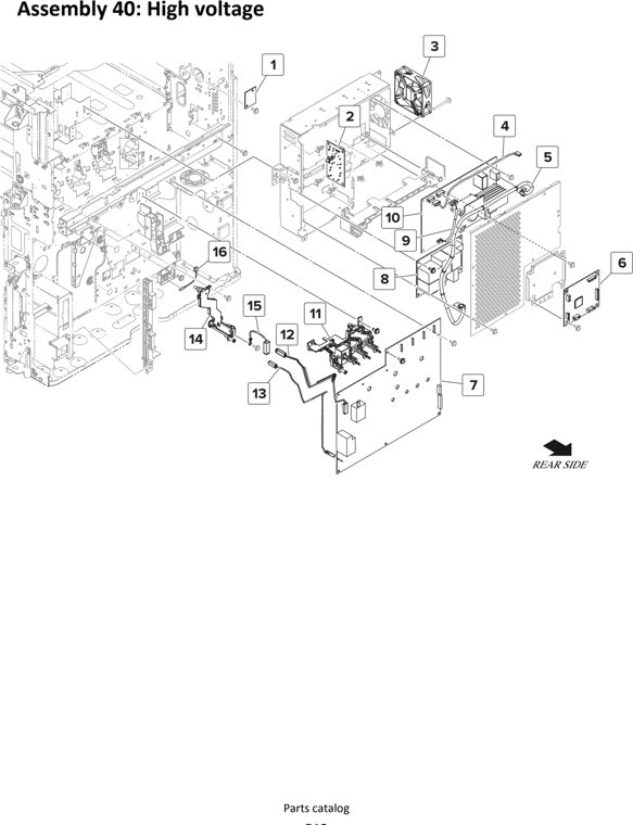 Assembly 40: High voltage parts diagram - Lexmark MS911 Parts
