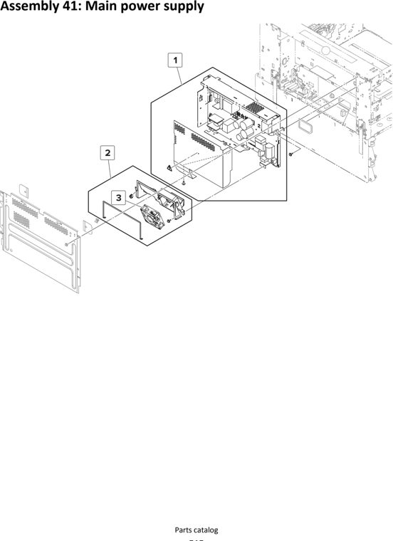 Assembly 41: Main power supply parts diagram - Lexmark MS911 Parts