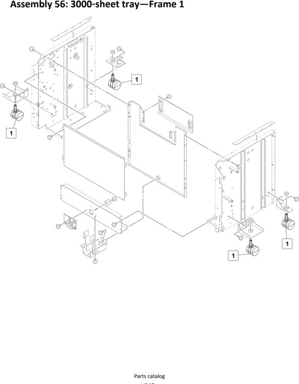 Assembly 56: 3000 sheet tray—Frame 1 parts diagram - Lexmark MS911 Parts