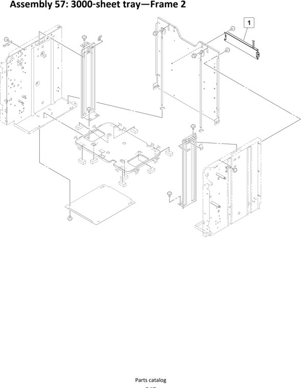 Assembly 57: 3000 sheet tray—Frame 2 parts diagram - Lexmark MS911 Parts