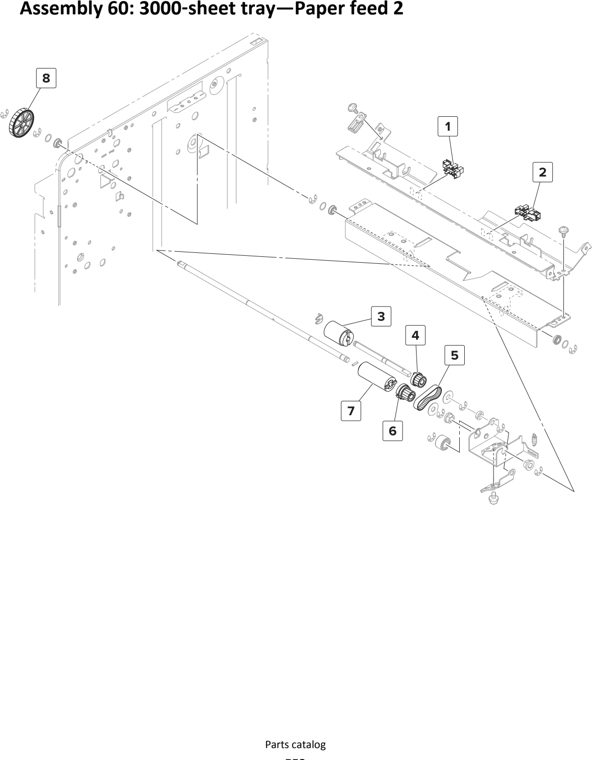 Assembly 60: 3000 sheet tray—Paper feed 2 parts diagram - Lexmark MS911 Parts