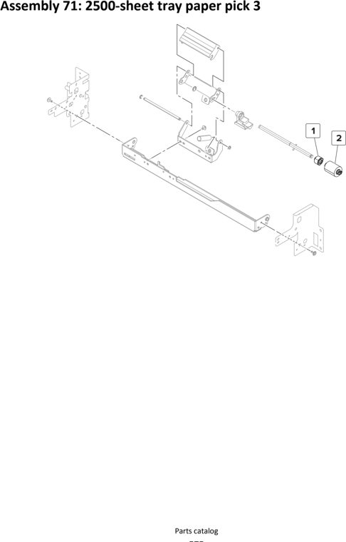Assembly 71: 2500-sheet tray paper pick 3 parts diagram - Lexmark MS911 Parts