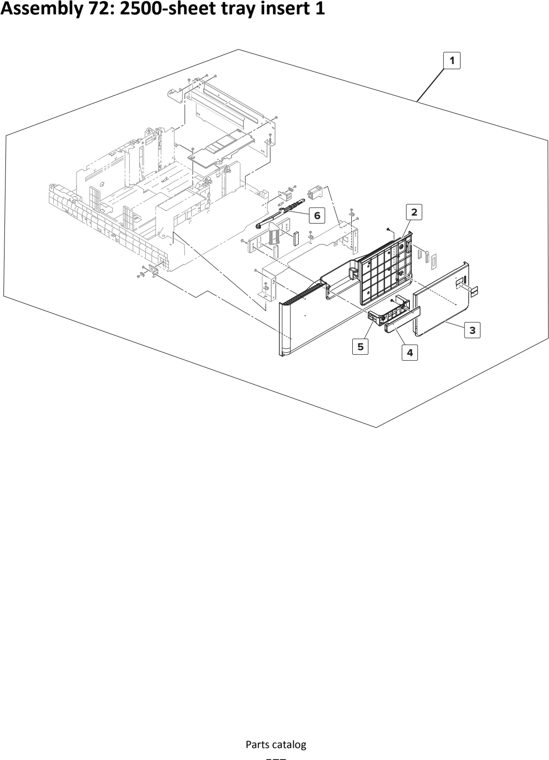 Assembly 72: 2500-sheet tray insert 1 parts diagram - Lexmark MS911 Parts