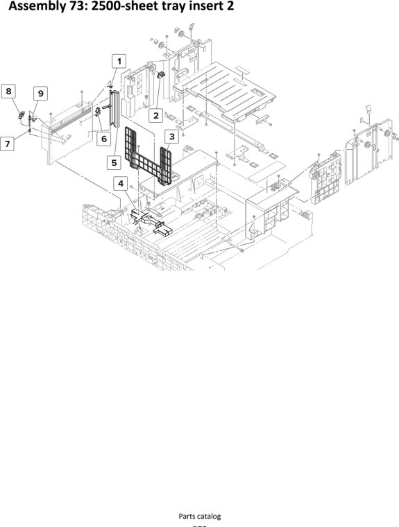 Assembly 73: 2500-sheet tray insert 2 parts diagram - Lexmark MS911 Parts
