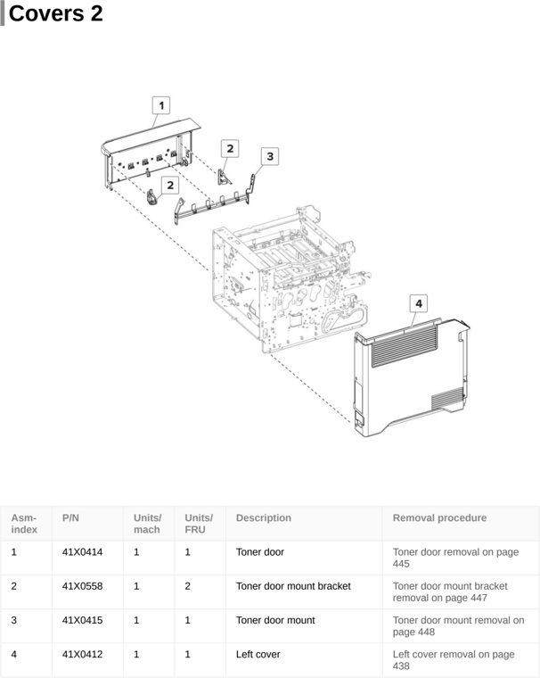 Assembly 2: Covers 2 parts diagram - Lexmark CS720 CS725 & C4150 Parts