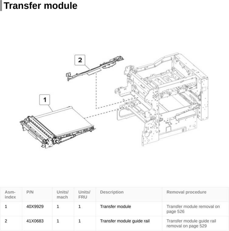 Assembly 5: Transfer module parts diagram - Lexmark CS720 CS725 & C4150 Parts