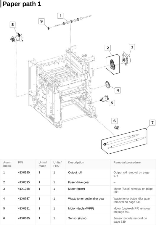 Assembly 7: Paper path 1 parts diagram - Lexmark CS720 CS725 & C4150 Parts