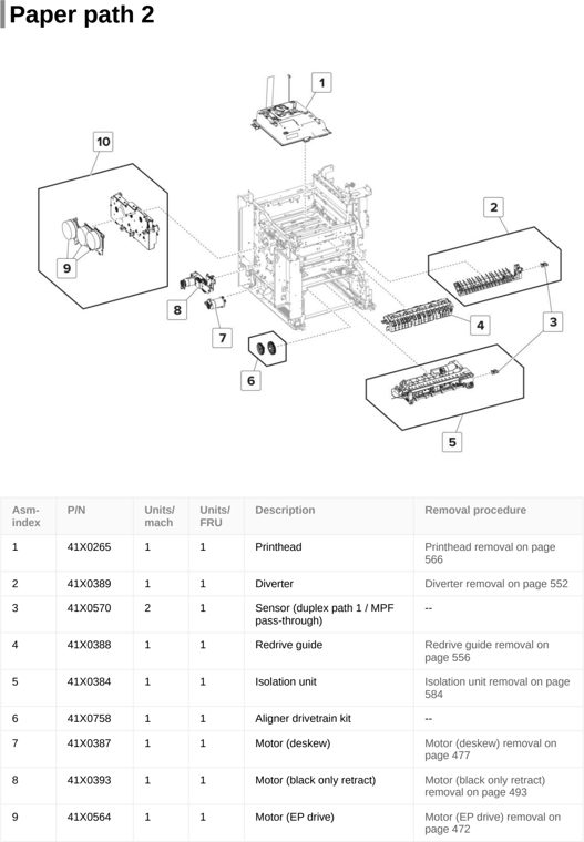 Assembly 8: Paper path 2 parts diagram - Lexmark CS720 CS725 & C4150 Parts