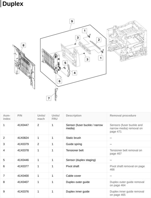 Assembly 9: Duplex parts diagram - Lexmark CS720 CS725 & C4150 Parts