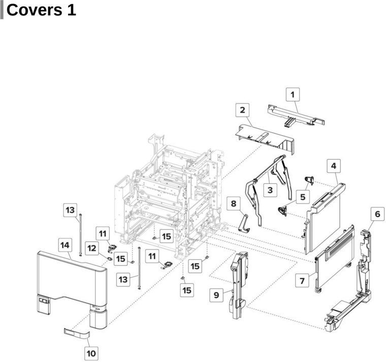 Assembly 2: Covers 1 parts diagram - Lexmark CX725 XC4150 XC4143 XC4153 Parts