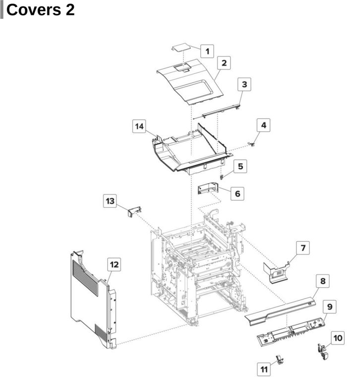 Assembly 3: Covers 2 parts diagram - Lexmark CX725 XC4150 XC4143 XC4153 Parts