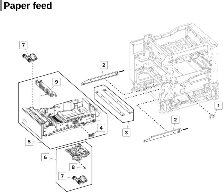 Assembly 8: Paper feed parts diagram - Lexmark CX725 XC4150 XC4143 XC4153 Parts