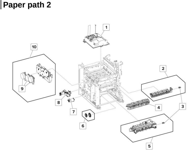 Assembly 10: Paper path 2 parts diagram - Lexmark CX725 XC4150 XC4143 XC4153 Parts