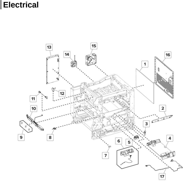 Assembly 12: Electrical parts diagram - Lexmark CX725 XC4150 XC4143 XC4153 Parts