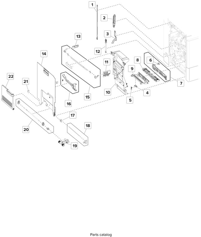Assembly 5: Left door parts diagram - Lexmark CS820 C6160 Family Parts