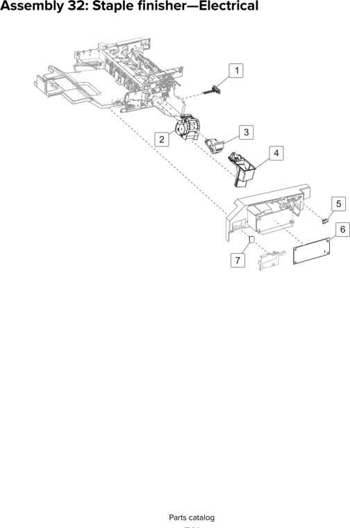 Assembly 32: Staple finisher—Electrical parts diagram - Lexmark CS820 C6160 Family Parts