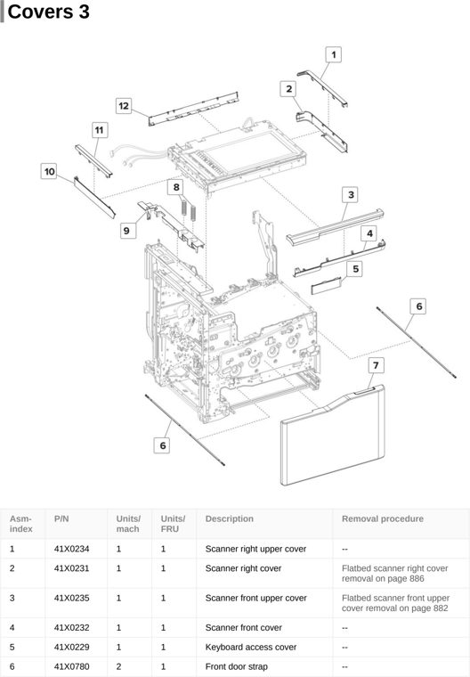 Assembly 3: Covers 3 parts diagram - Lexmark CX820de CX820dtfe XC6152 XC6153 Parts