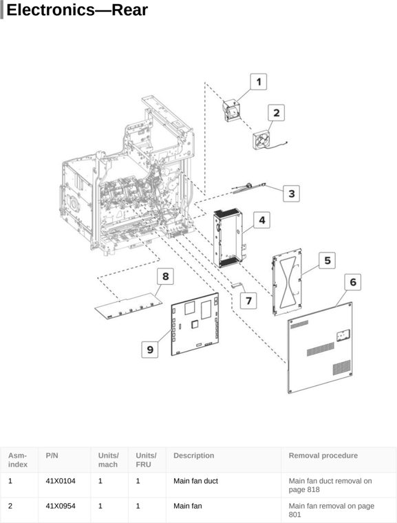 Assembly 11: Electronics—Rear parts diagram - Lexmark CX820de CX820dtfe XC6152 XC6153 Parts