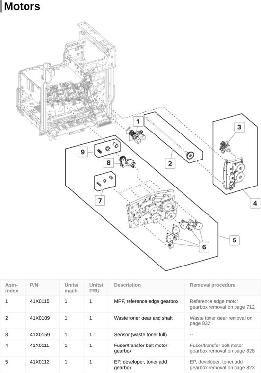 Assembly 13: Motors parts diagram - Lexmark CX820de CX820dtfe XC6152 XC6153 Parts