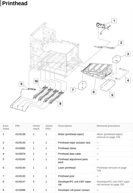 Assembly 14: Printhead parts diagram - Lexmark CX820de CX820dtfe XC6152 XC6153 Parts