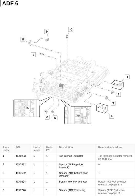Assembly 24: ADF 6 parts diagram - Lexmark CX820de CX820dtfe XC6152 XC6153 Parts