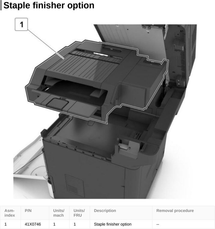 Assembly 33: Staple finisher option parts diagram - Lexmark CX820de CX820dtfe XC6152 XC6153 Parts