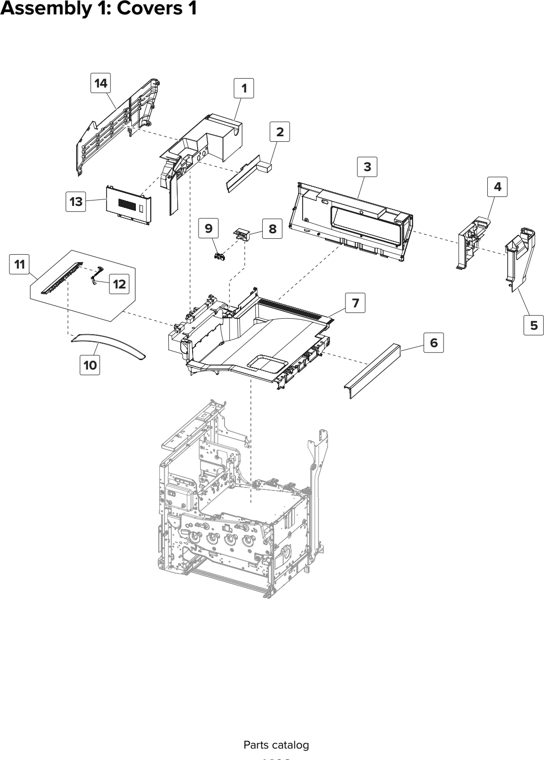 Assembly 1: Covers 1 parts diagram - Lexmark CX825 CX860 XC8155 XC8160 XC8163 Parts