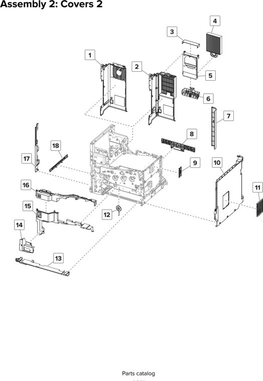 Assembly 2: Covers 2 parts diagram - Lexmark CX825 CX860 XC8155 XC8160 XC8163 Parts