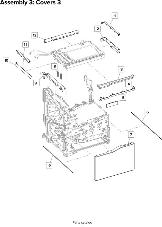 Assembly 3: Covers 3 parts diagram - Lexmark CX825 CX860 XC8155 XC8160 XC8163 Parts