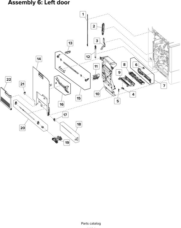Assembly 6: Left door parts diagram - Lexmark CX825 CX860 XC8155 XC8160 XC8163 Parts